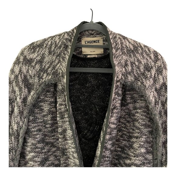 Lagence Size XS Draped Knit Poncho Sweater Fringe Edges Gray Black Cape - Picture 4 of 10